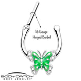16G 5/16 Butterfly Green Splash Cartilage Clicker - BodyCandy - Flyclothing LLC