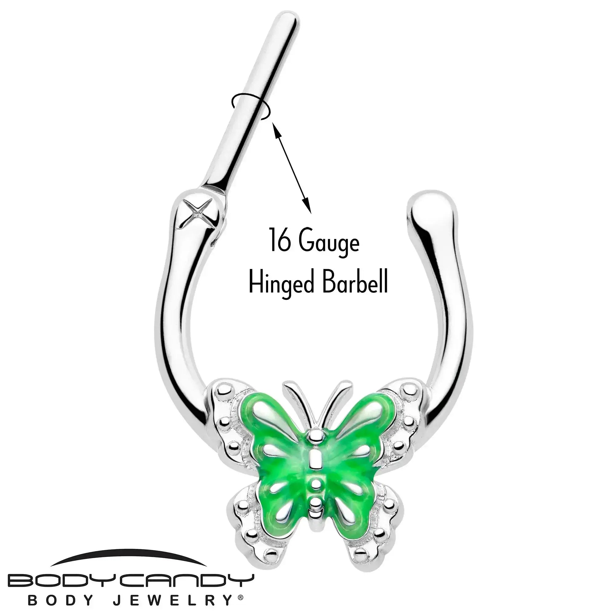 16G 5/16 Butterfly Green Splash Cartilage Clicker - BodyCandy - Flyclothing LLC