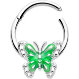16G 3/8 Butterfly Green Splash Hinged Segment Ring - BodyCandy - Flyclothing LLC