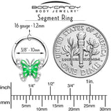 16G 3/8 Butterfly Green Splash Hinged Segment Ring - BodyCandy - Flyclothing LLC