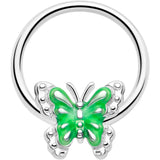 16G 3/8 Butterfly Green Splash BCR Captive Charm Ring - BodyCandy - Flyclothing LLC