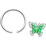 16G 3/8 Butterfly Green Splash BCR Captive Charm Ring - BodyCandy - Flyclothing LLC