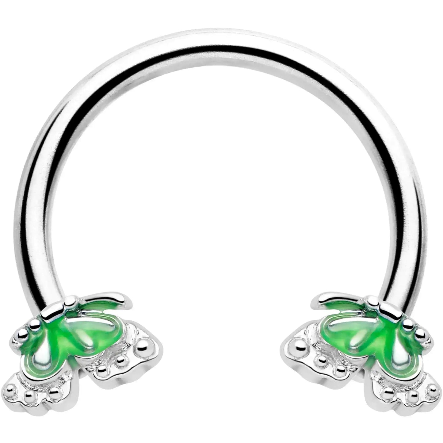 16G 3/8 Butterfly Green Splash Horseshoe Circular Barbell - BodyCandy - Flyclothing LLC