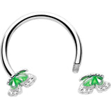 16G 3/8 Butterfly Green Splash Horseshoe Circular Barbell - BodyCandy - Flyclothing LLC