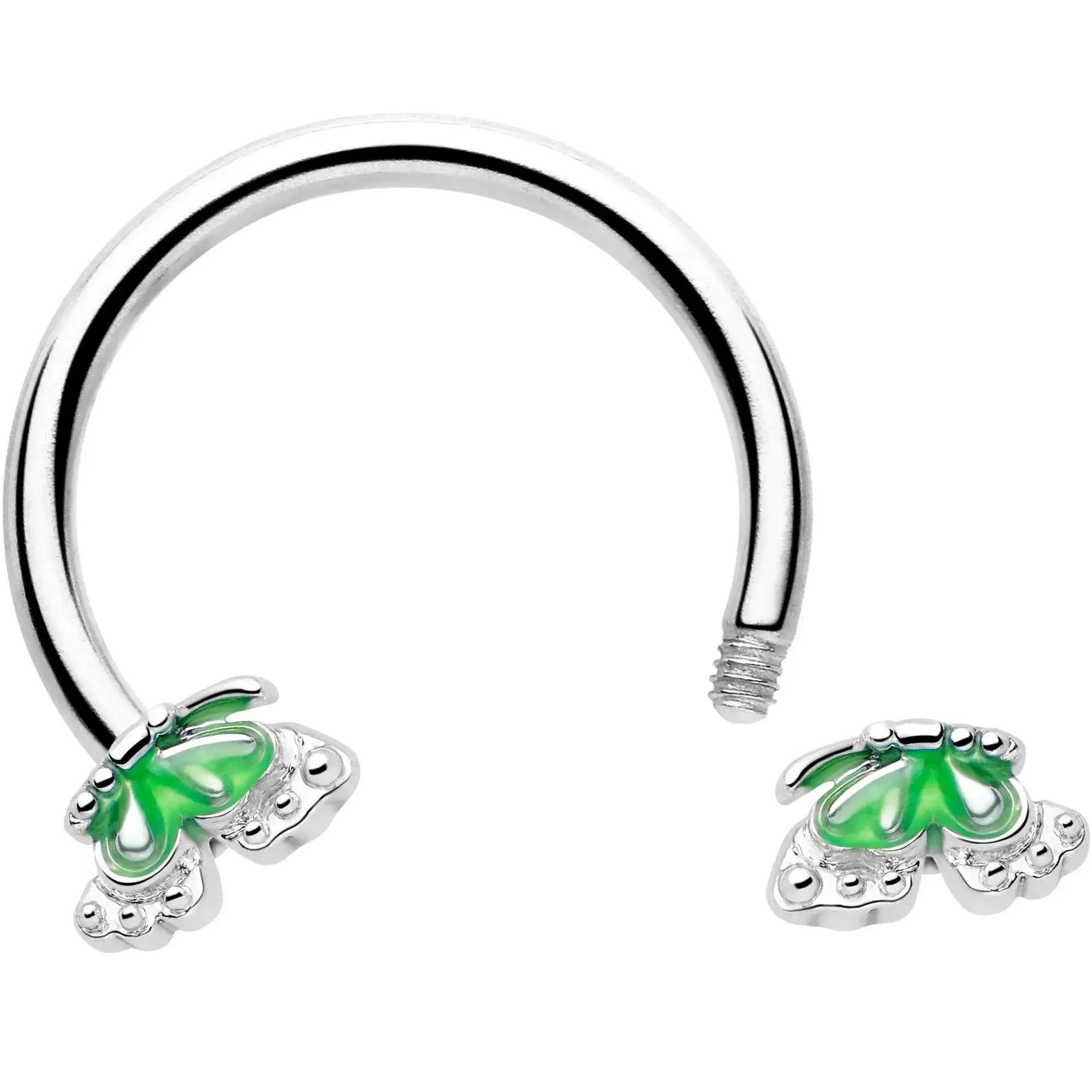 16G 3/8 Butterfly Green Splash Horseshoe Circular Barbell - BodyCandy - Flyclothing LLC