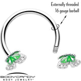 16G 3/8 Butterfly Green Splash Horseshoe Circular Barbell - BodyCandy - Flyclothing LLC
