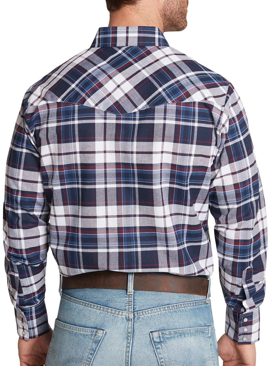 Men's Ely Cattleman Long Sleeve Western Wrinkle Resistant Plaid Shirt - Ely Cattleman - Flyclothing LLC