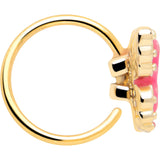 20G 5/16 Gold Tone Butterfly Pink Splash Nose Hoop - BodyCandy - Flyclothing LLC