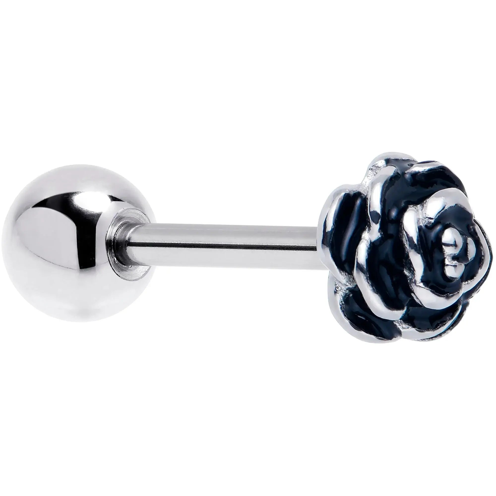 Retro Flower Rose Barbell Tongue Ring - BodyCandy - Flyclothing LLC