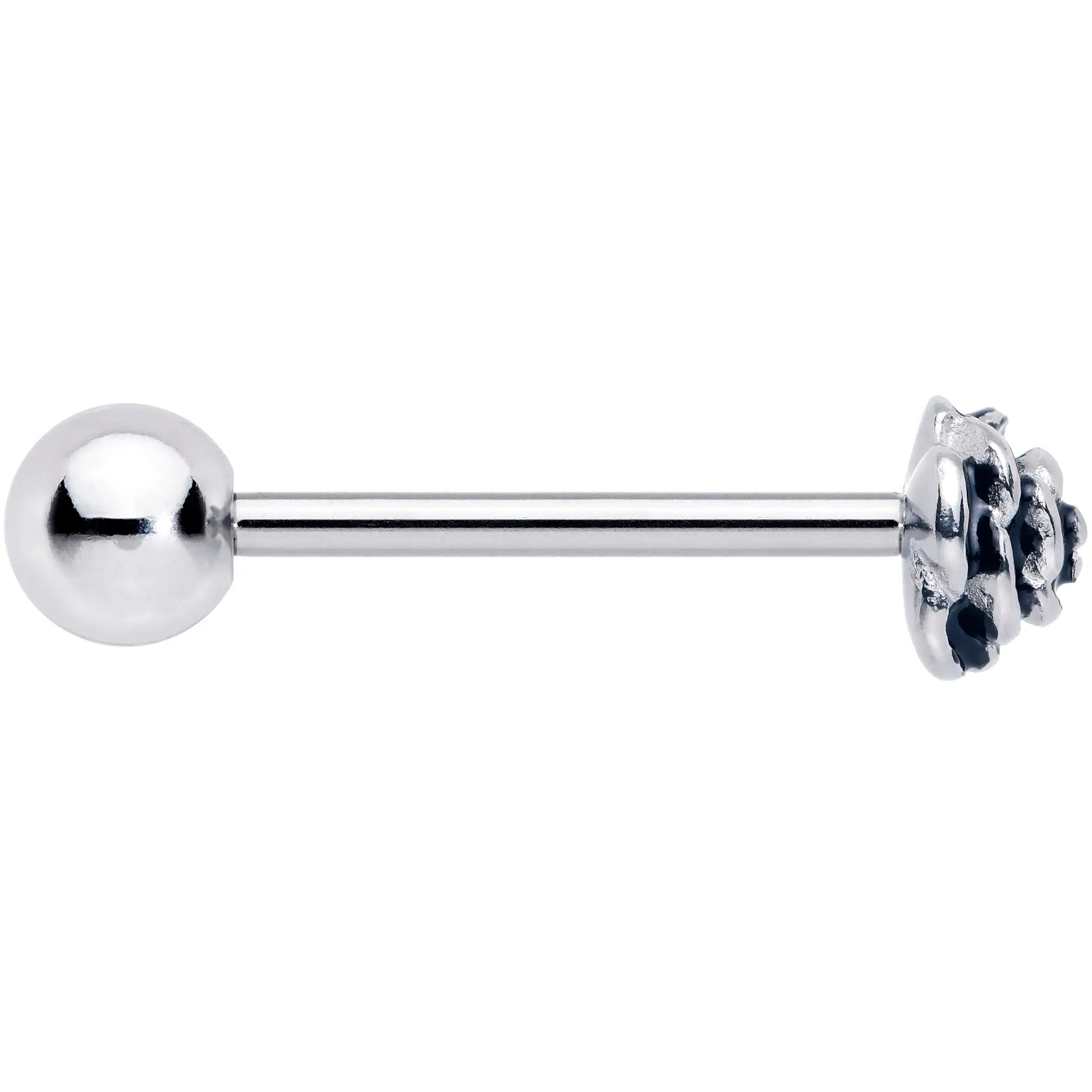 Retro Flower Rose Barbell Tongue Ring - BodyCandy - Flyclothing LLC