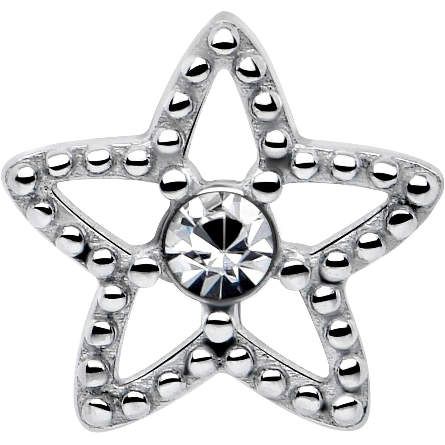 Clear Gem Star Texture Barbell Tongue Ring - BodyCandy - Flyclothing LLC
