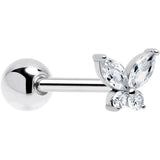 Clear CZ Gem Open Wing Butterfly Barbell Tongue Ring - BodyCandy - Flyclothing LLC