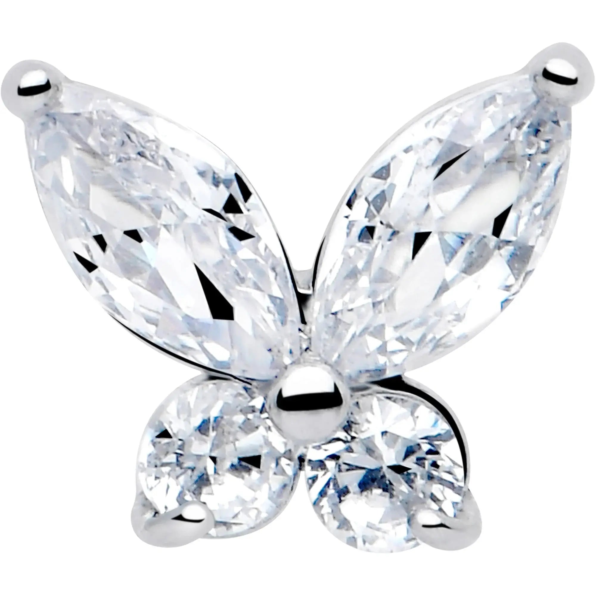Clear CZ Gem Open Wing Butterfly Barbell Tongue Ring - BodyCandy - Flyclothing LLC