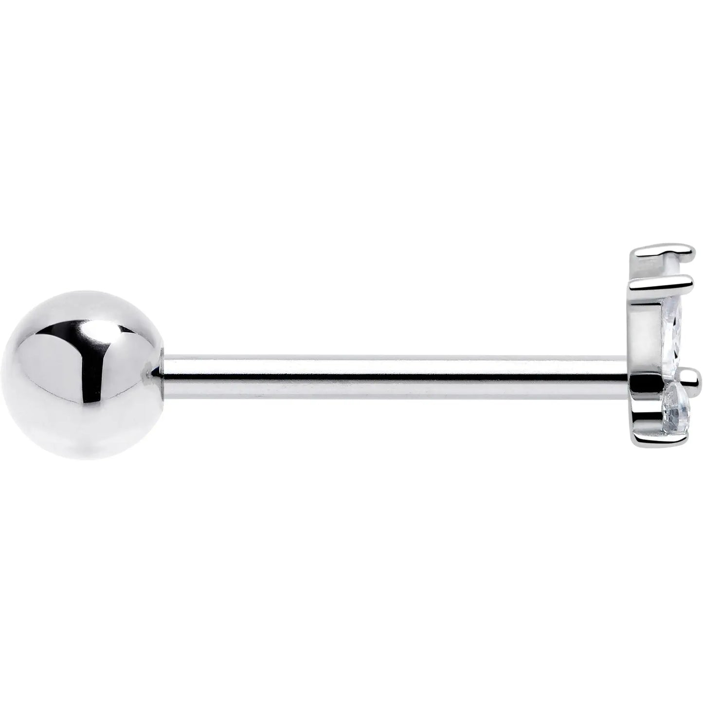 Clear CZ Gem Open Wing Butterfly Barbell Tongue Ring - BodyCandy - Flyclothing LLC