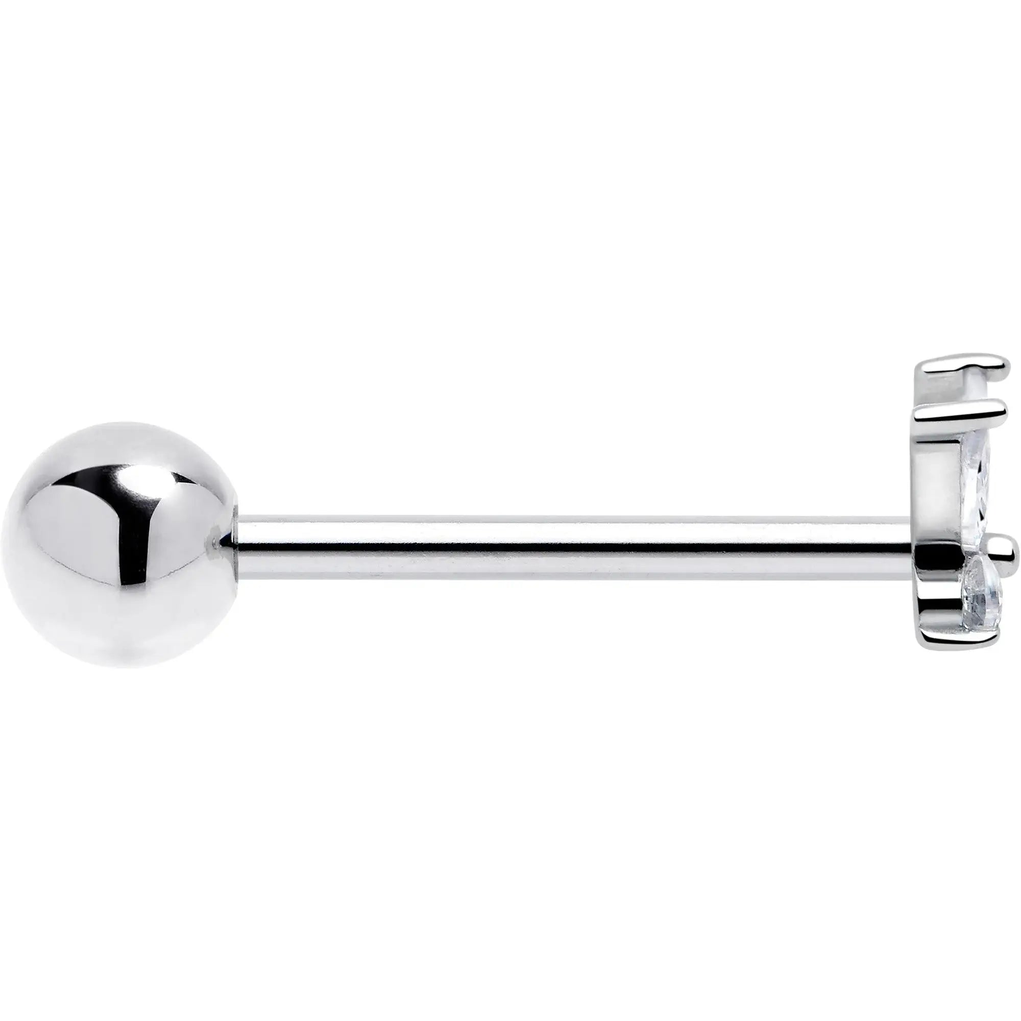 Clear CZ Gem Open Wing Butterfly Barbell Tongue Ring - BodyCandy - Flyclothing LLC