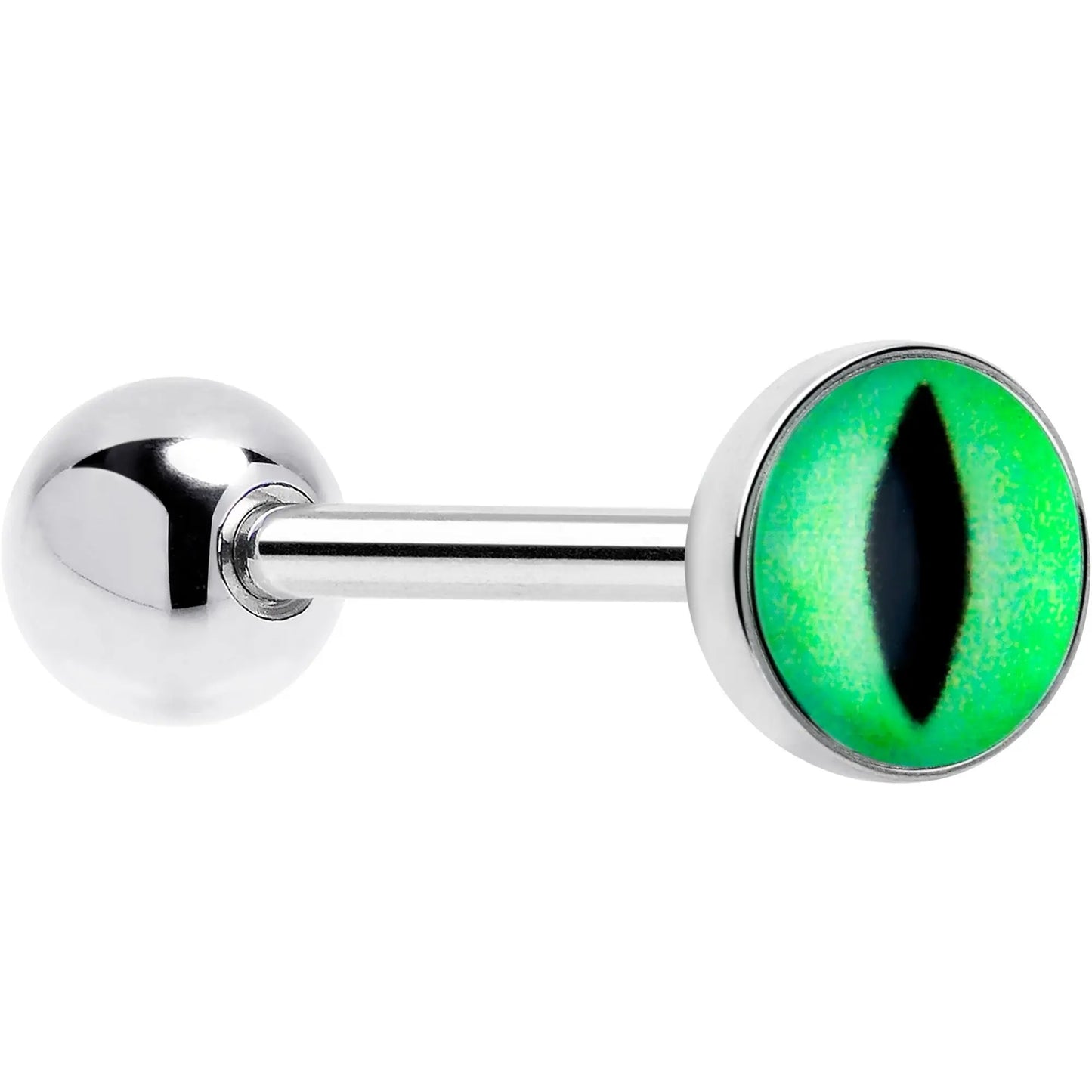 Kitty Green Eye UV Reactive Barbell Tongue Ring - BodyCandy - Flyclothing LLC