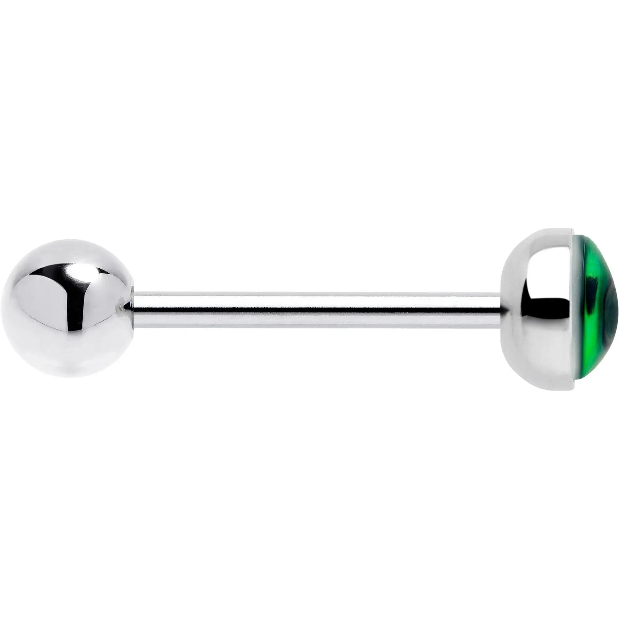 Kitty Green Eye UV Reactive Barbell Tongue Ring - BodyCandy - Flyclothing LLC