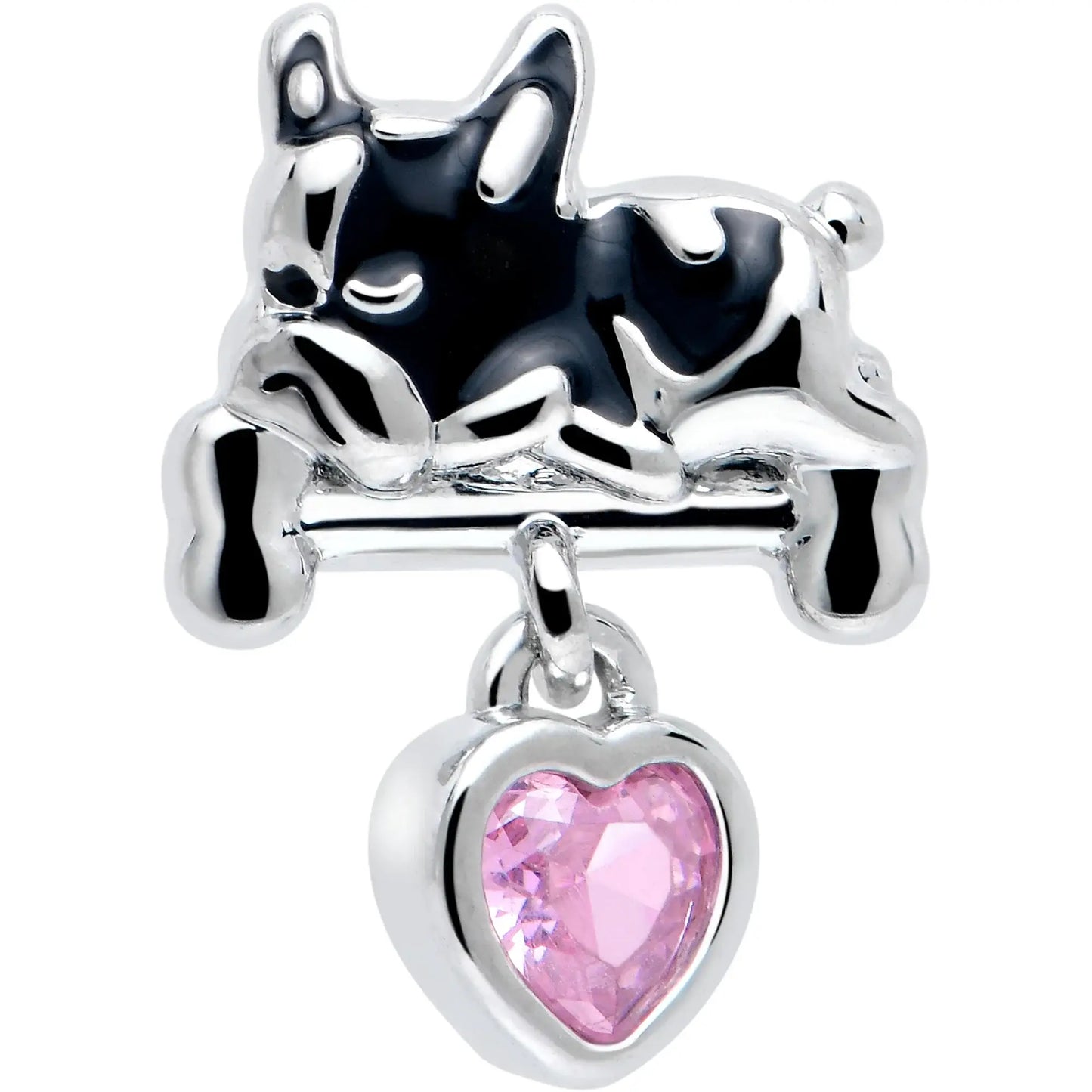 16G 5/16 Pink Gem Sleepy French Bulldog Dangle Labret Monroe Tragus - BodyCandy - Flyclothing LLC