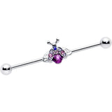 14G Pink Blue Gem Beautiful Insect Industrial Barbell 38mm - BodyCandy - Flyclothing LLC