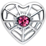 20G 7mm Pink Gem Spiderweb Heart Love L Shape Nose Ring - BodyCandy - Flyclothing LLC