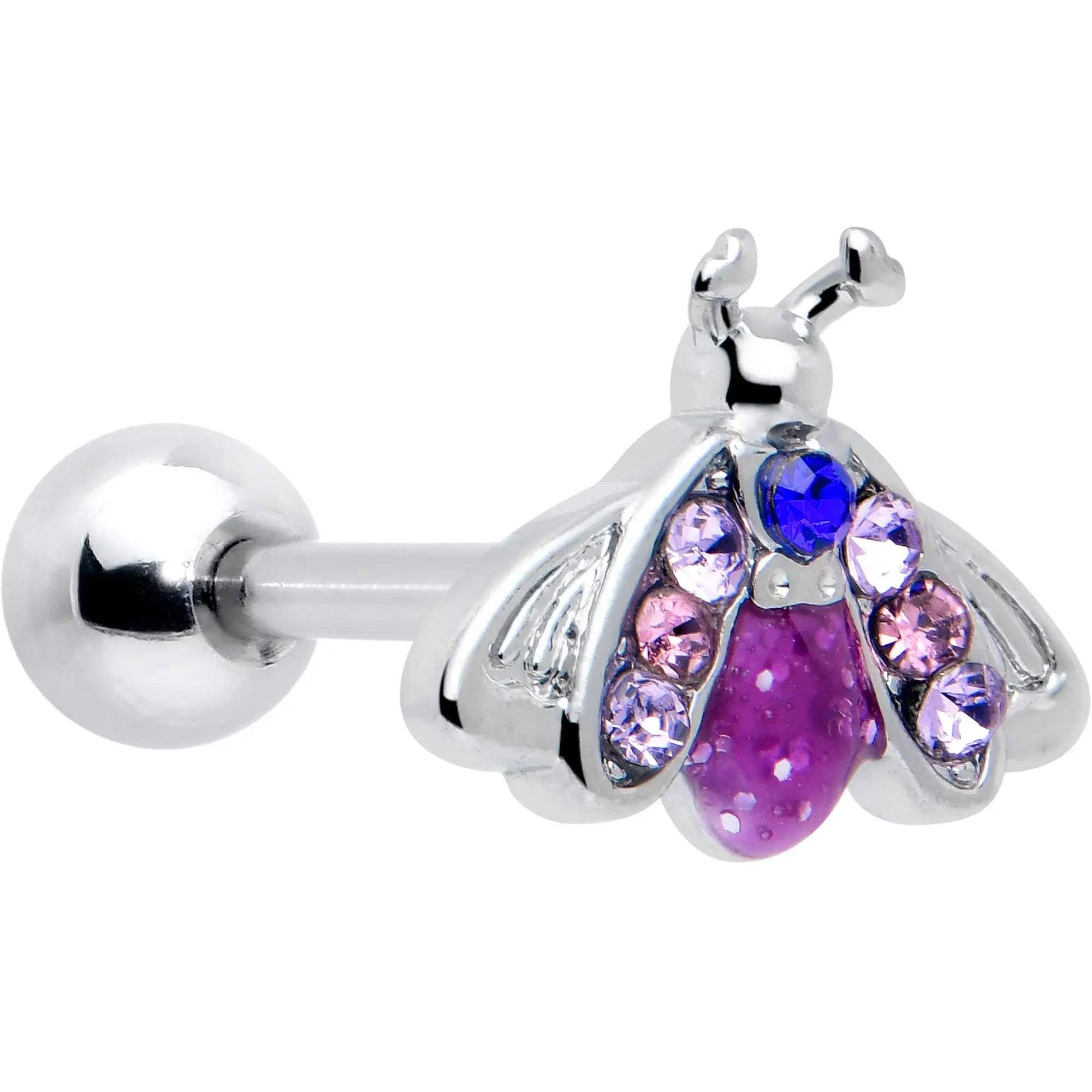 16G 1/4 Pink Blue Gem Beautiful Insect Cartilage Tragus Earring - BodyCandy - Flyclothing LLC