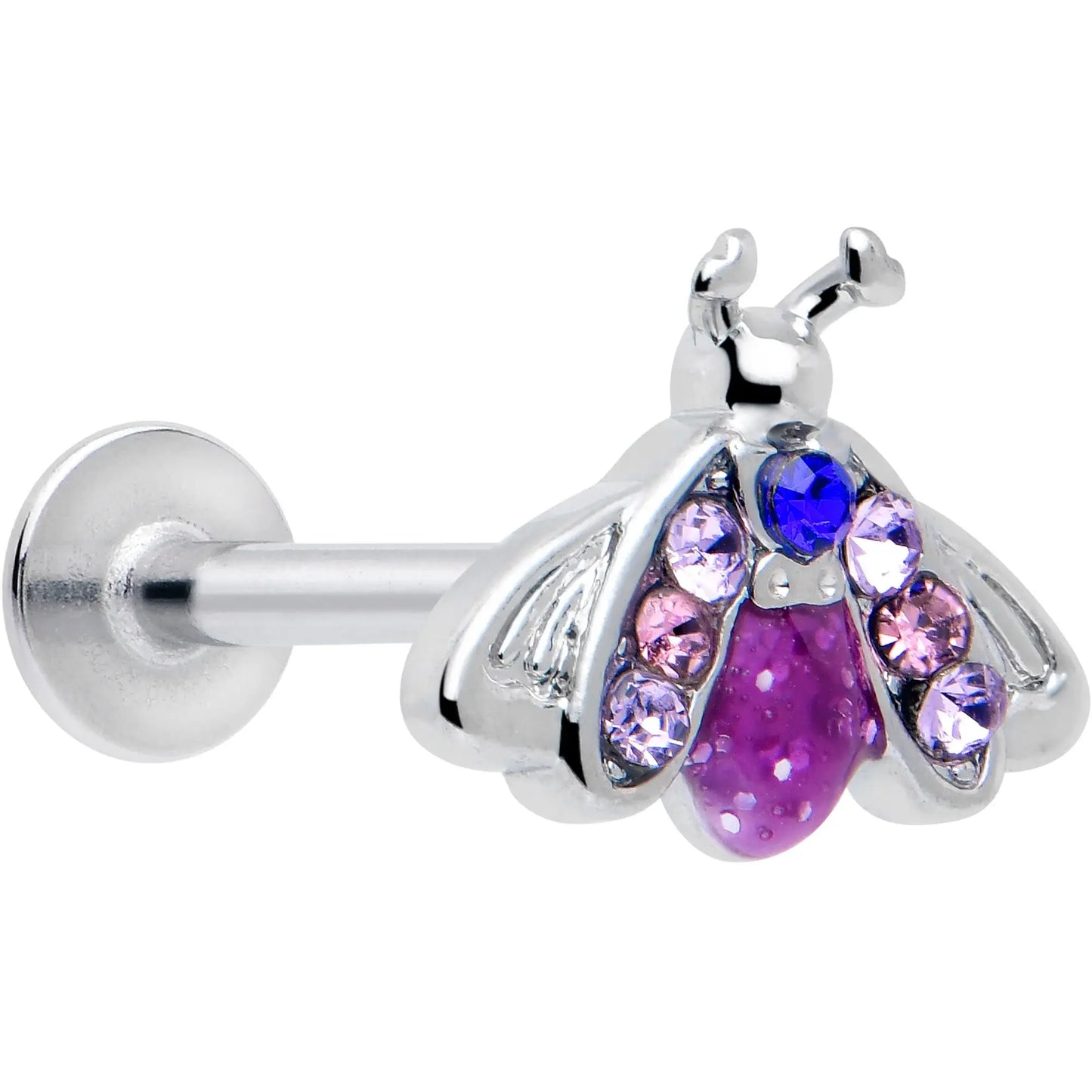 16G 5/16 Pink Blue Gem Beautiful Insect Labret Monroe Tragus - BodyCandy - Flyclothing LLC