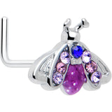 20G 7mm Pink Blue Gem Beautiful Insect L Shape Nose Ring - BodyCandy - Flyclothing LLC