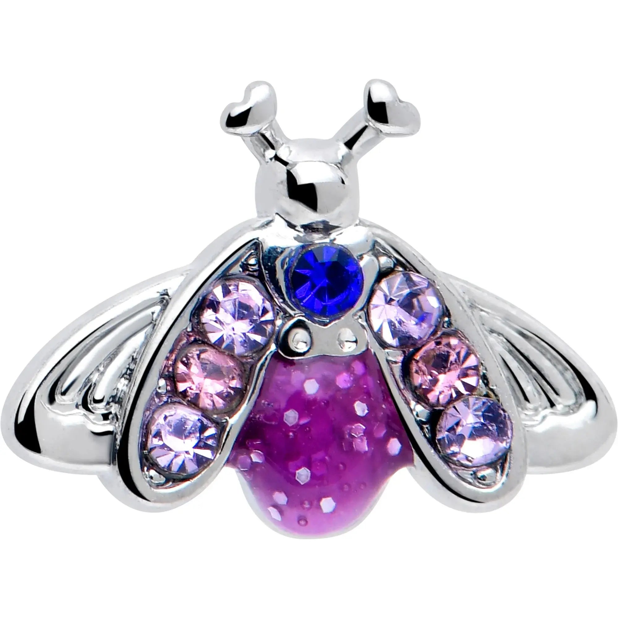 20G 7mm Pink Blue Gem Beautiful Insect L Shape Nose Ring - BodyCandy - Flyclothing LLC