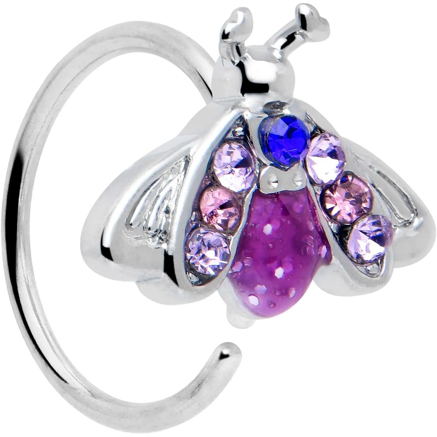 20G 5/16 Pink Blue Gem Beautiful Insect Nose Hoop - BodyCandy - Flyclothing LLC