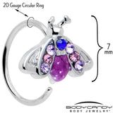 20G 5/16 Pink Blue Gem Beautiful Insect Nose Hoop - BodyCandy - Flyclothing LLC