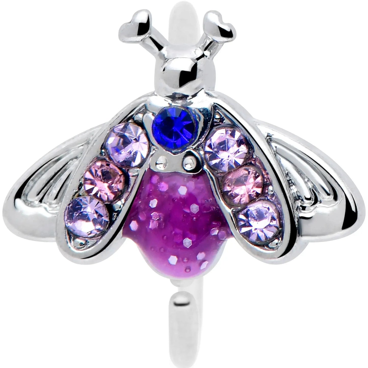 20G 5/16 Pink Blue Gem Beautiful Insect Nose Hoop - BodyCandy - Flyclothing LLC