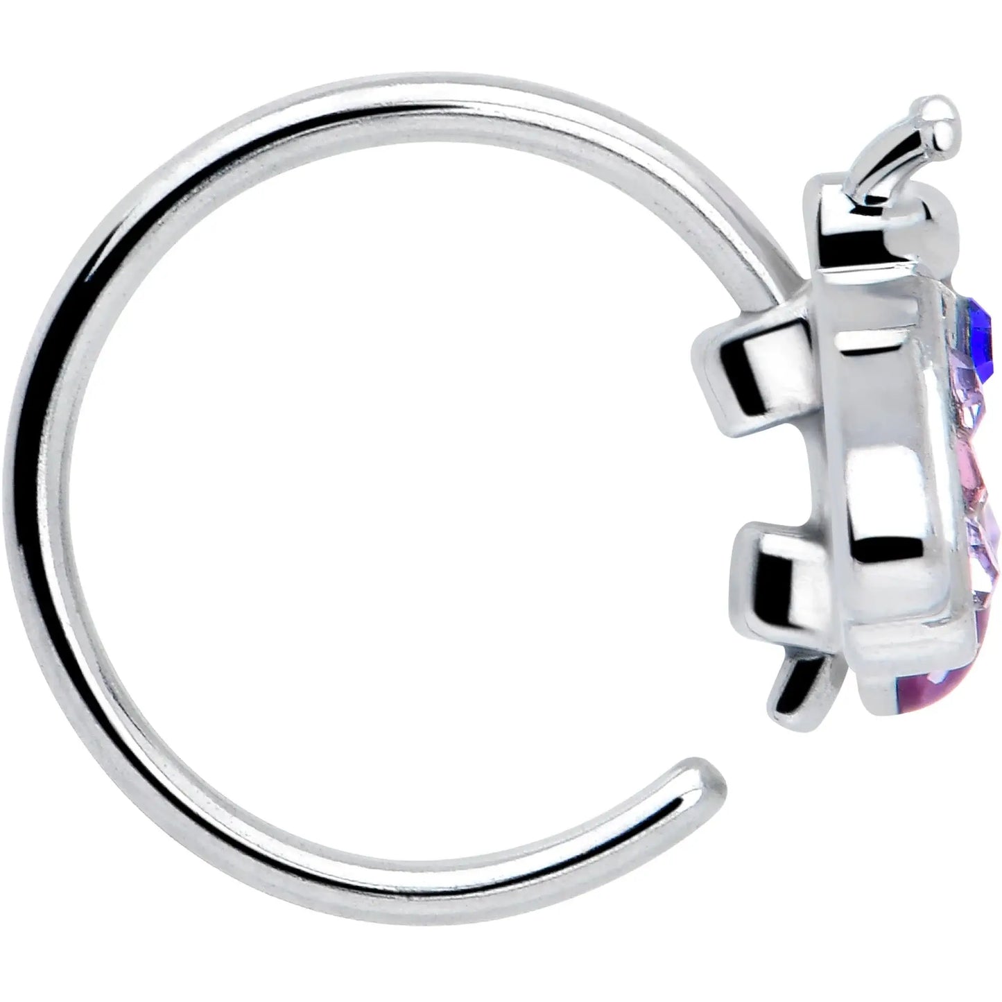 20G 5/16 Pink Blue Gem Beautiful Insect Nose Hoop - BodyCandy - Flyclothing LLC