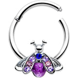 16G 3/8 Pink Blue Gem Beautiful Insect Hinged Segment Ring - BodyCandy - Flyclothing LLC