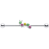 14G Green Pink Gem Caterpillar Industrial Barbell 38mm - BodyCandy - Flyclothing LLC
