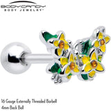16G 1/4 Yellow CZ Gem Blooming Butterfly Cartilage Tragus Earring - BodyCandy - Flyclothing LLC