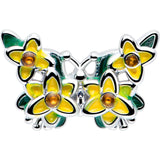 16G 1/4 Yellow CZ Gem Blooming Butterfly Cartilage Tragus Earring - BodyCandy - Flyclothing LLC