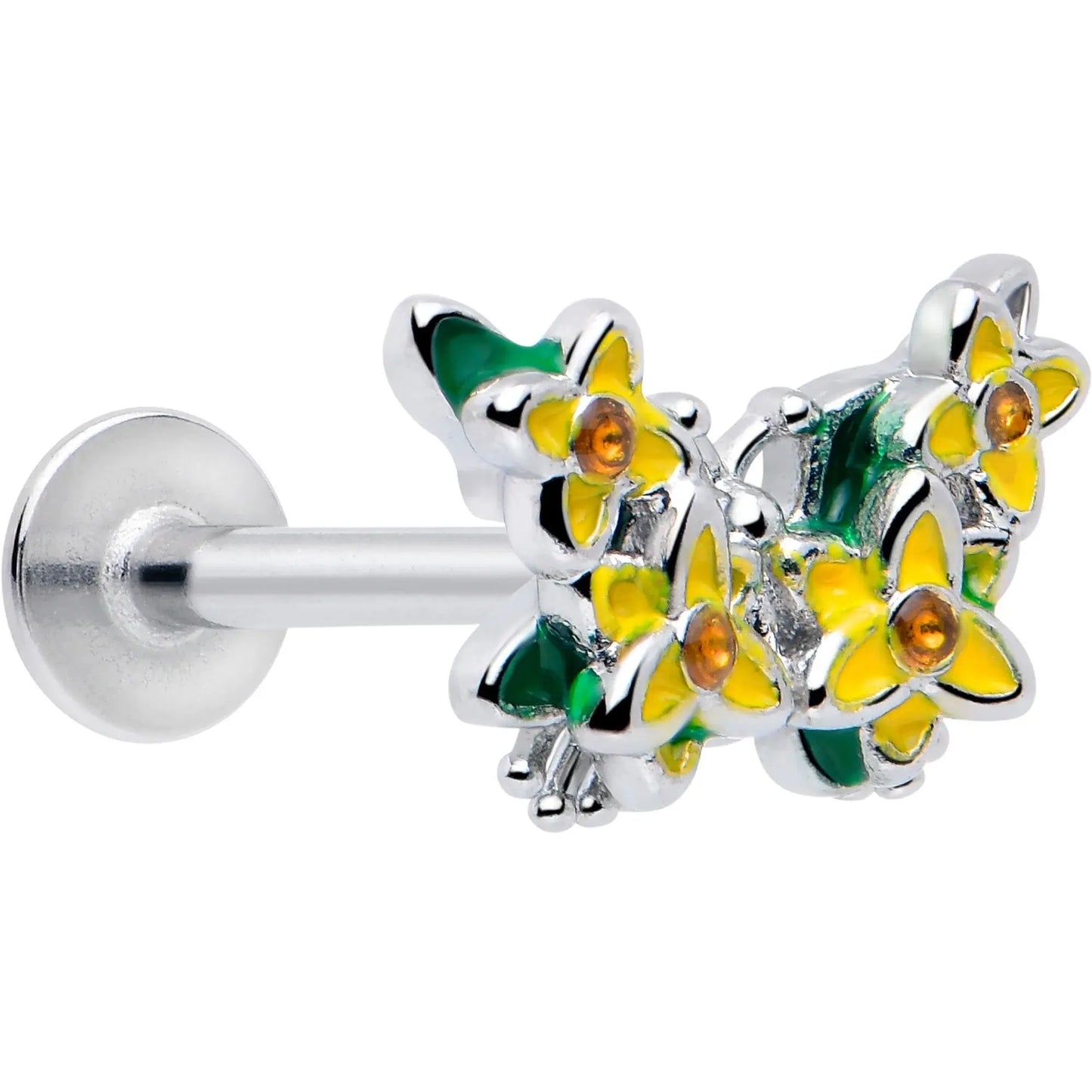 16G 5/16 Yellow CZ Gem Blooming Butterfly Labret Monroe Tragus - BodyCandy - Flyclothing LLC