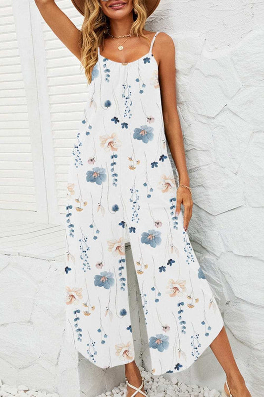 Printed Scoop Neck Wide Leg Jumpsuit - Trendsi - Flyclothing LLC