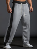 Men's Full Size Drawstring Contrast Wide Leg Pants Plus Size - Trendsi