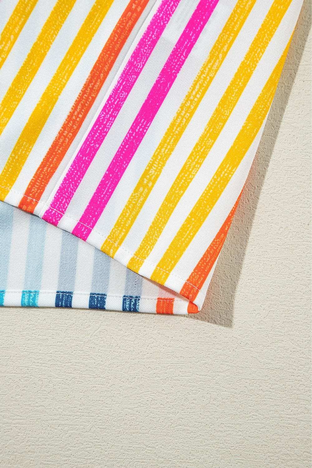 Striped Collared Neck Long Sleeve Shirt - Trendsi - Flyclothing LLC