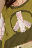 POL Long Sleeve Cut Sew Peace Emblem Top - Trendsi