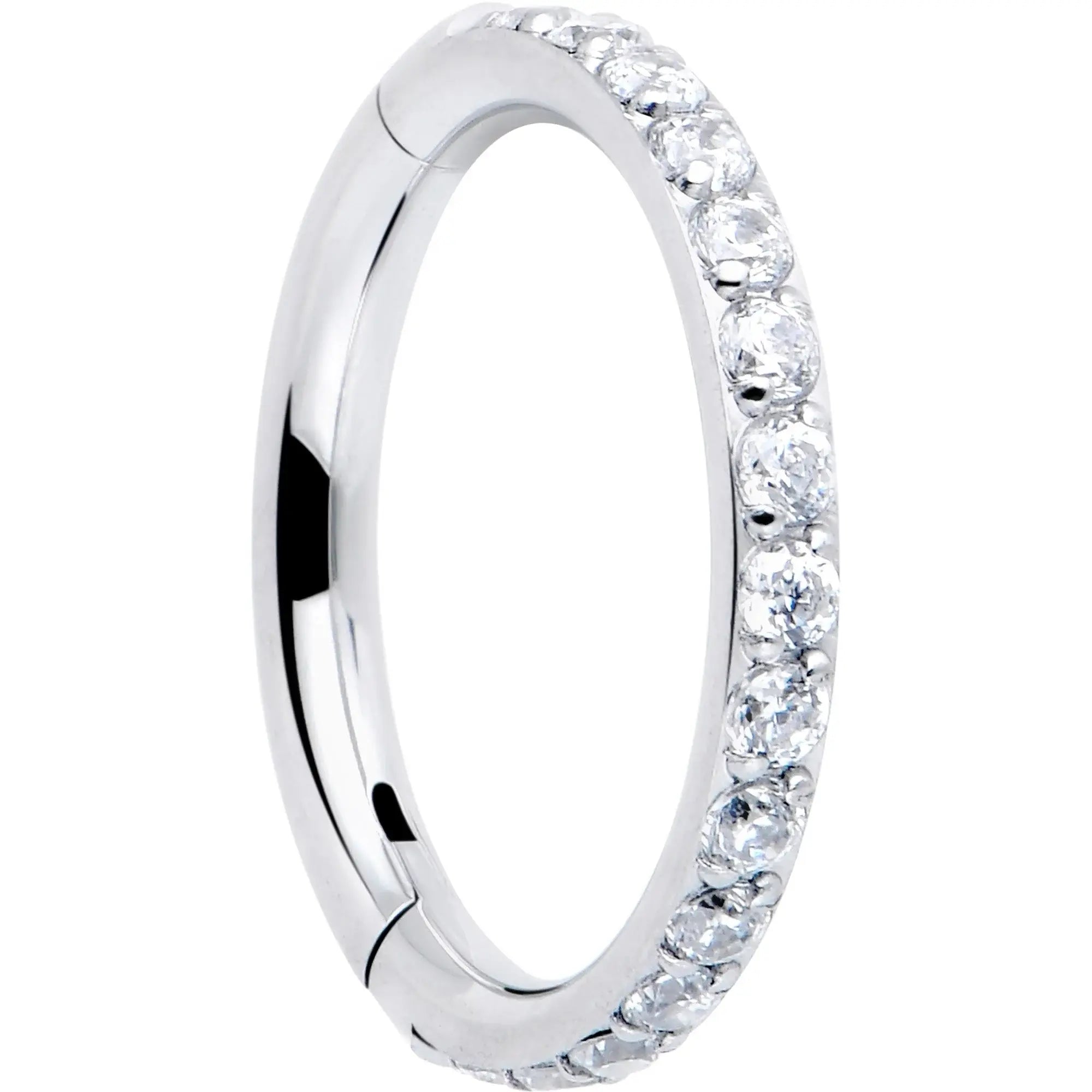16G Clear Cubic Zirconia Forward Facing Hinged Segment Ring - BodyCandy - Flyclothing LLC