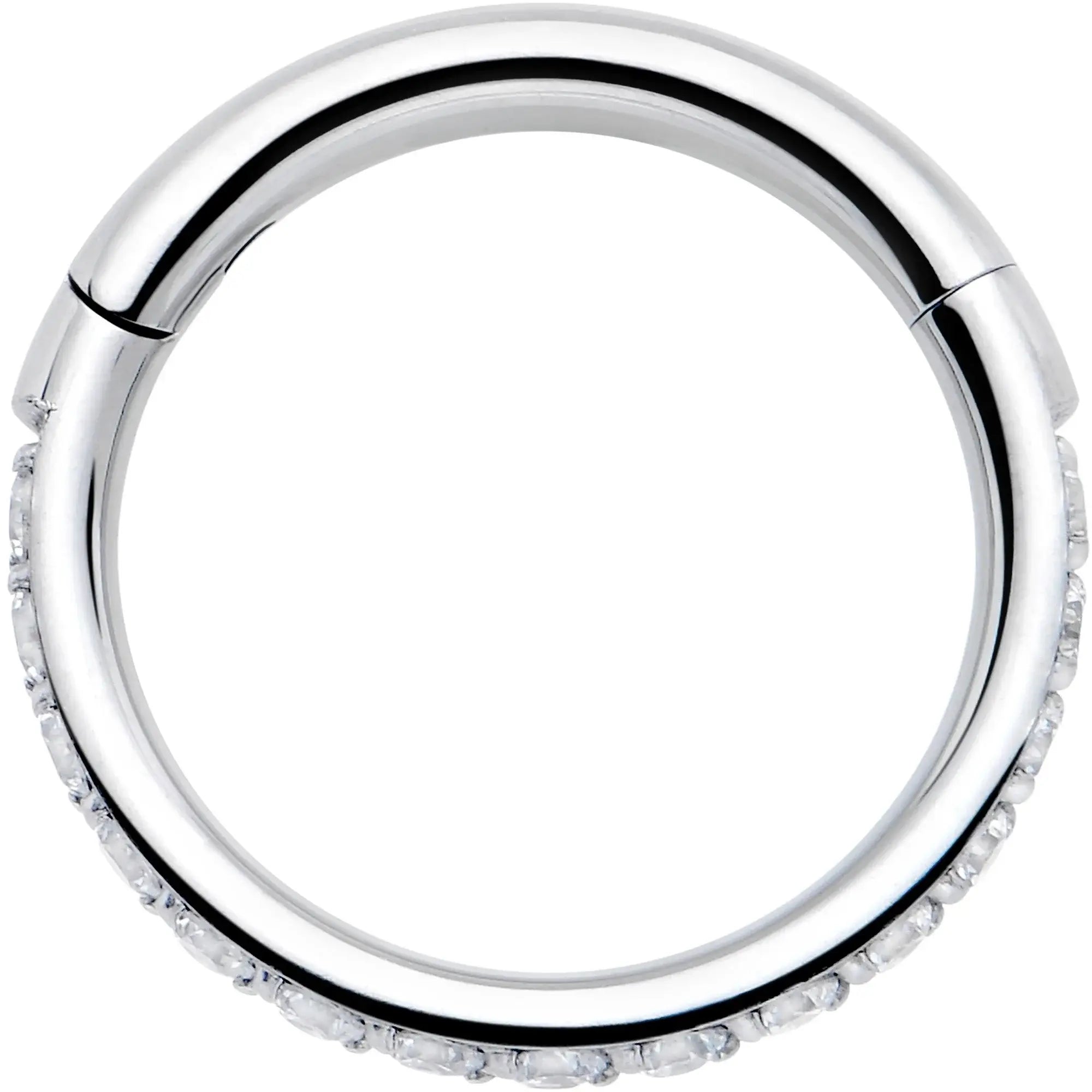 16G Clear Cubic Zirconia Forward Facing Hinged Segment Ring - BodyCandy - Flyclothing LLC