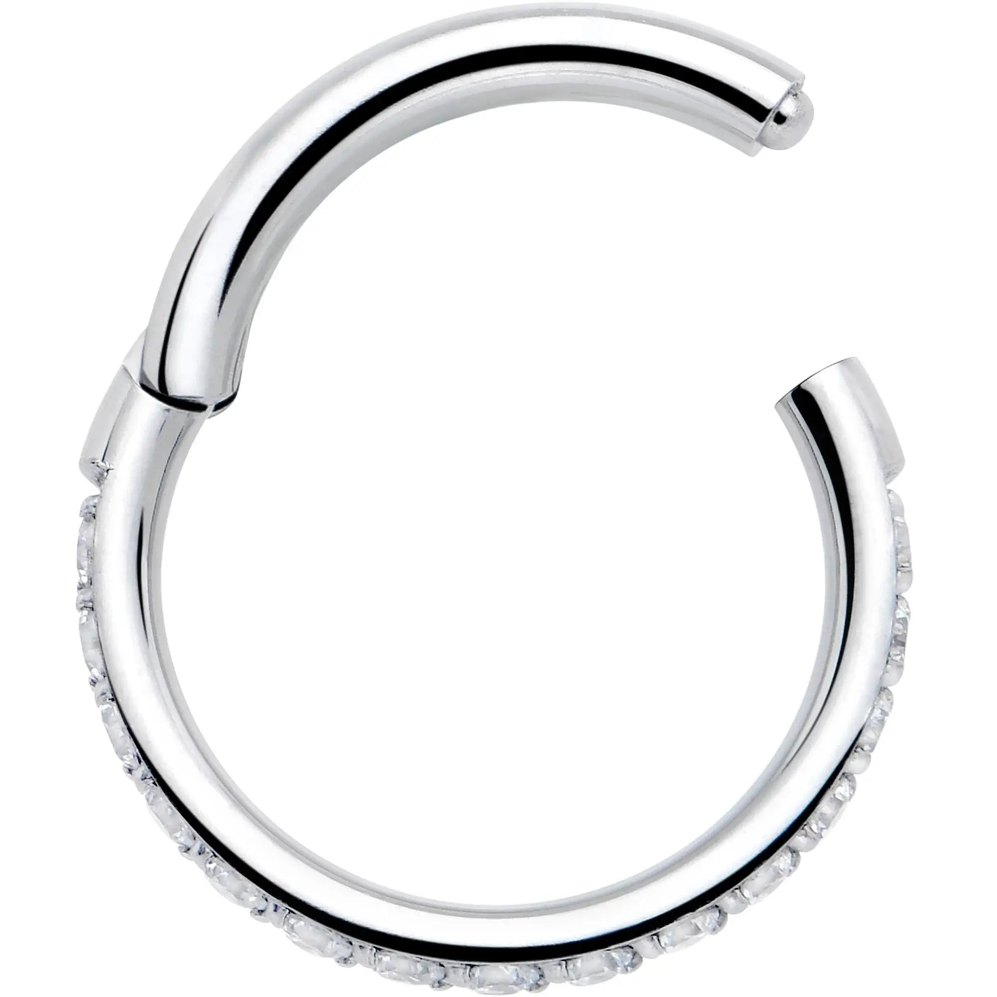 16G Clear Cubic Zirconia Forward Facing Hinged Segment Ring - BodyCandy - Flyclothing LLC