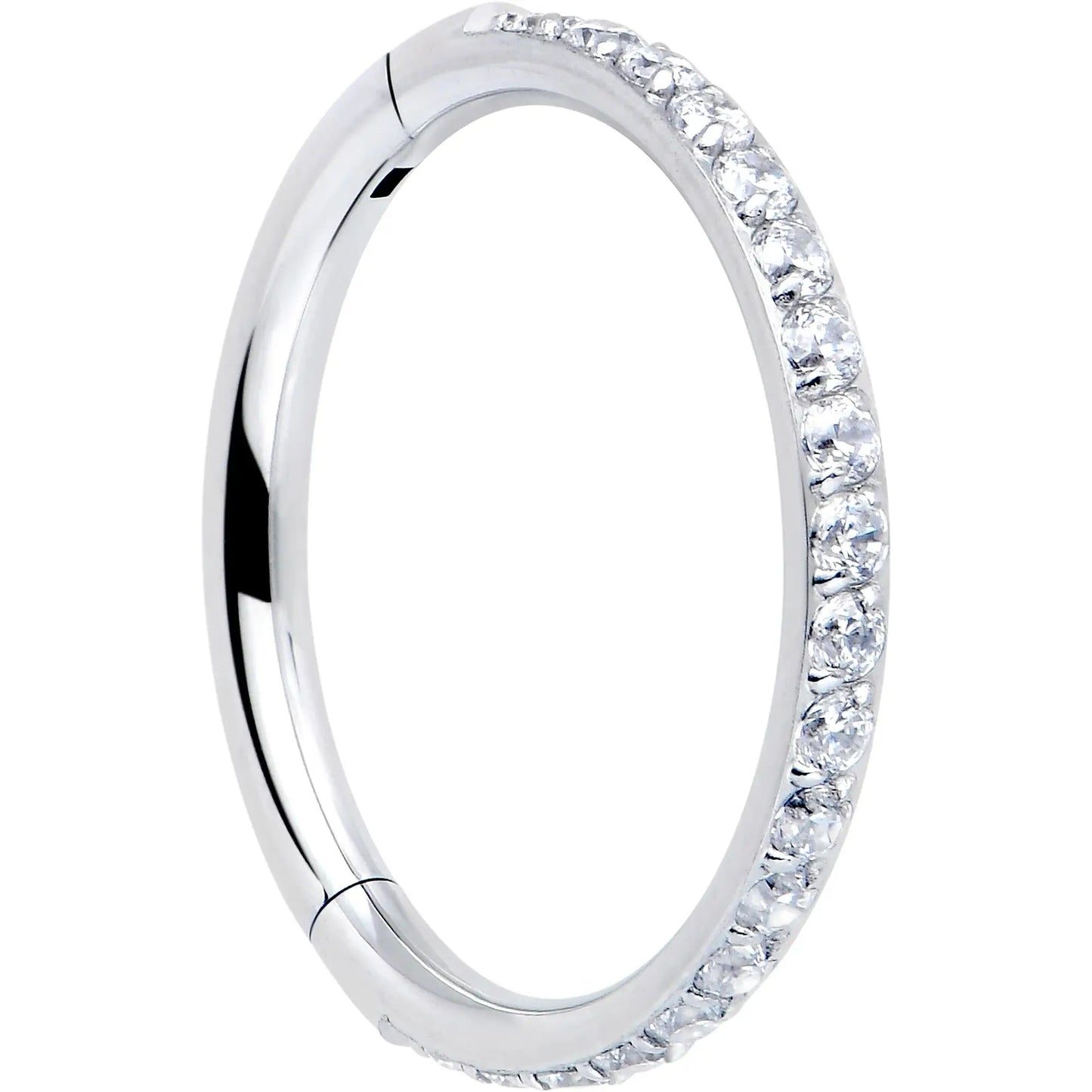 16G Clear Cubic Zirconia Forward Facing Hinged Segment Ring - BodyCandy - Flyclothing LLC