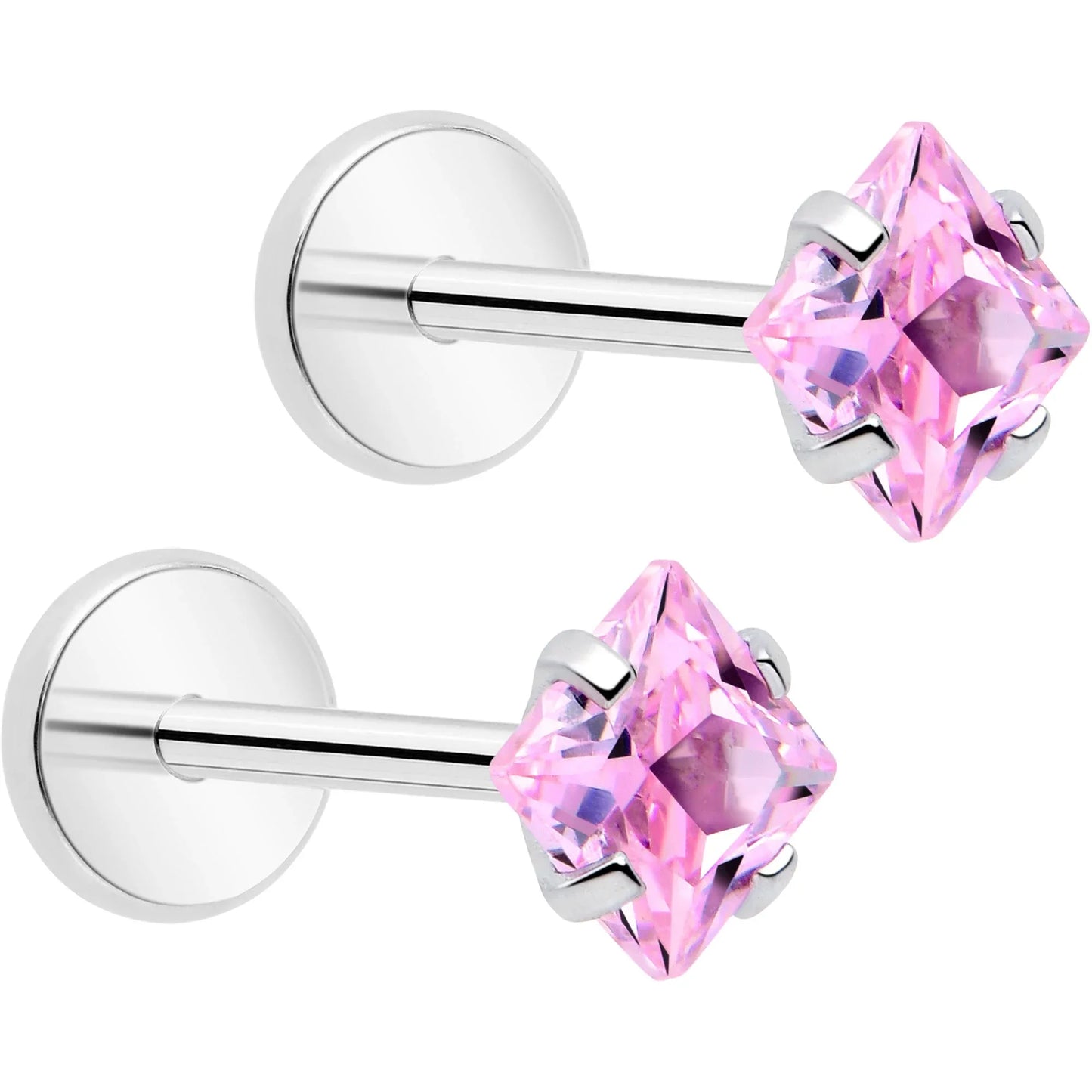 3mm CZ Gem Square Flat Back Stud Earrings - 1 Pair - BodyCandy - Flyclothing LLC