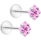 3mm CZ Gem Square Flat Back Stud Earrings - 1 Pair - BodyCandy - Flyclothing LLC