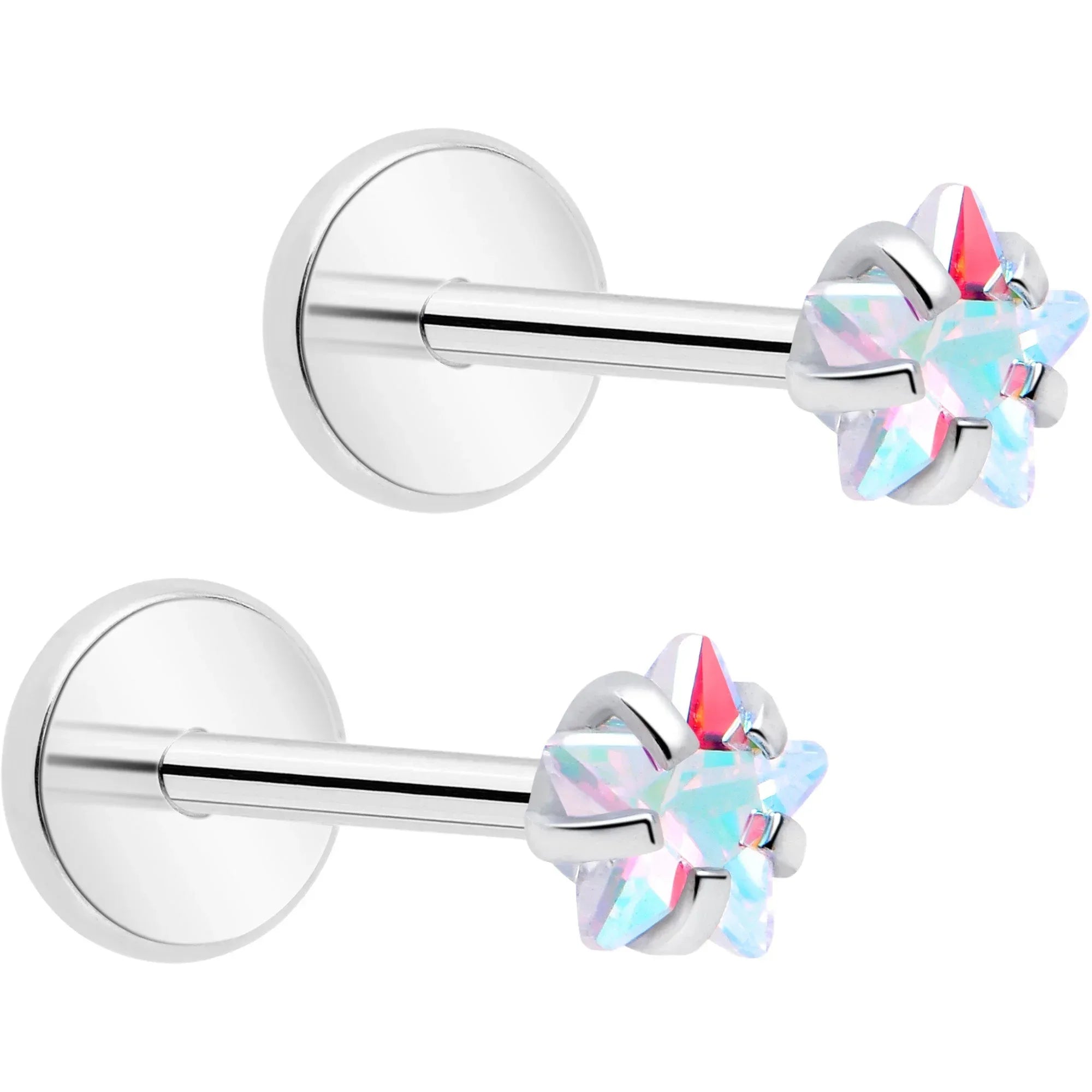 3mm CZ Star Flat Back Stud Earrings - 1 Pair - BodyCandy - Flyclothing LLC