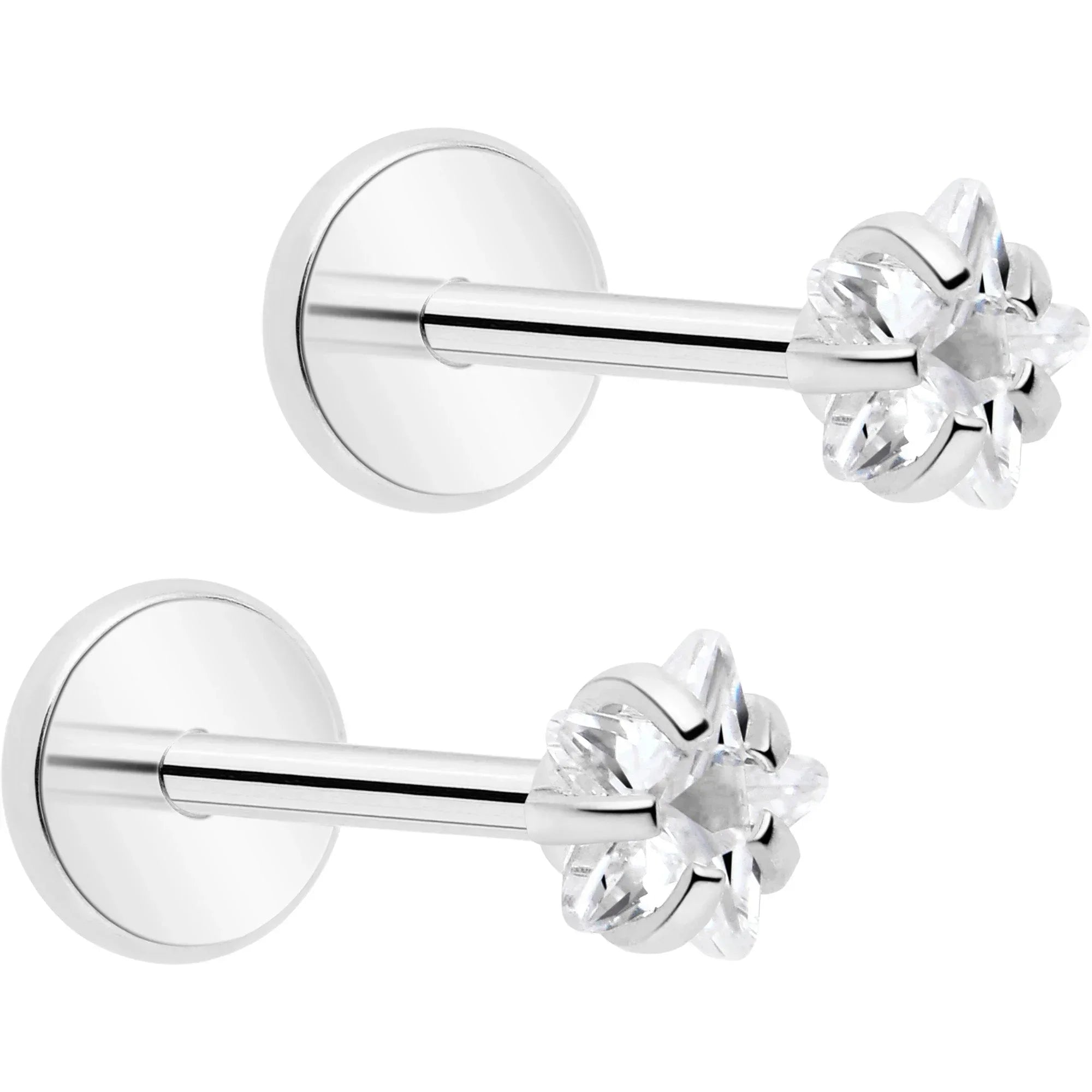 3mm CZ Star Flat Back Stud Earrings - 1 Pair - BodyCandy - Flyclothing LLC