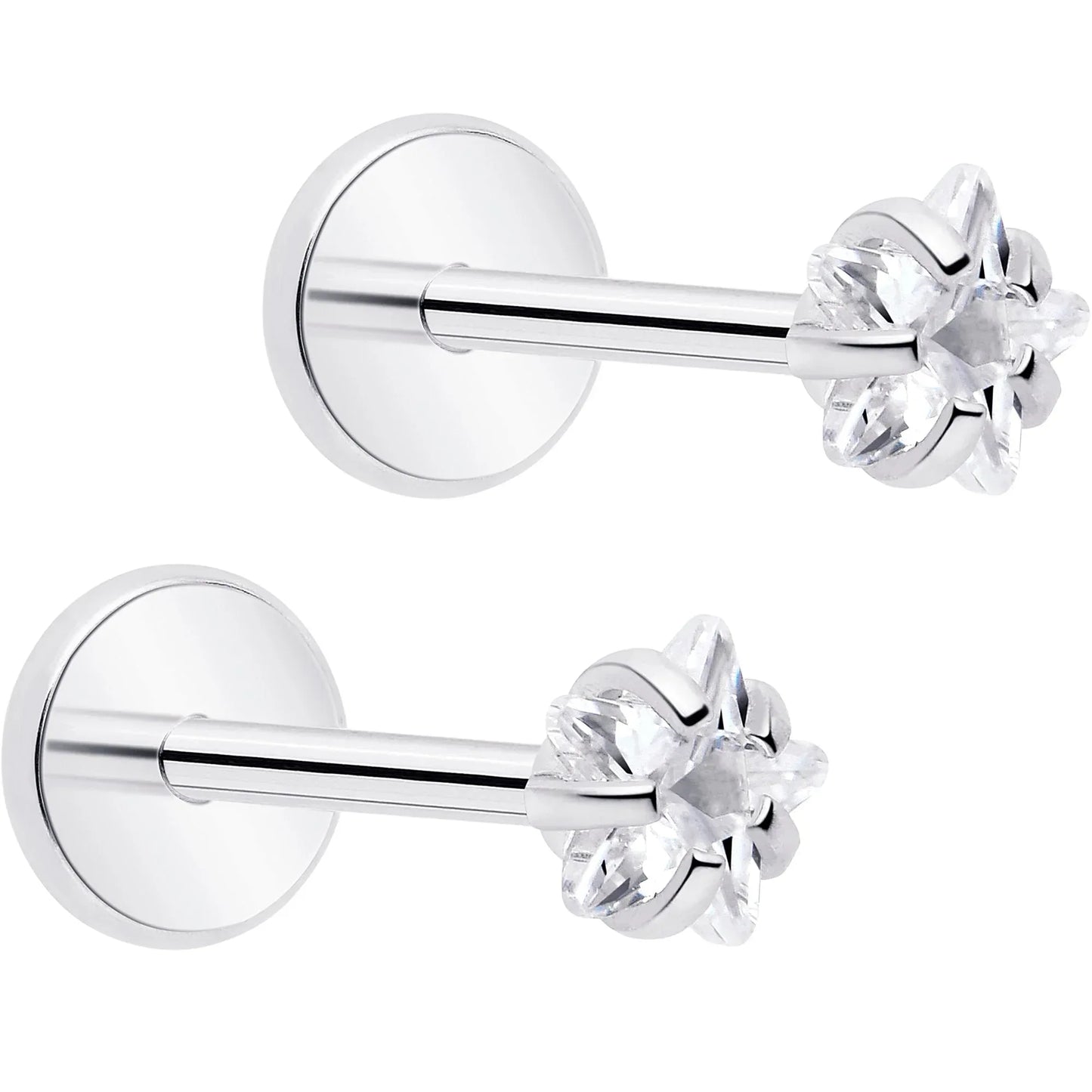 3mm CZ Star Flat Back Stud Earrings - 1 Pair - BodyCandy - Flyclothing LLC